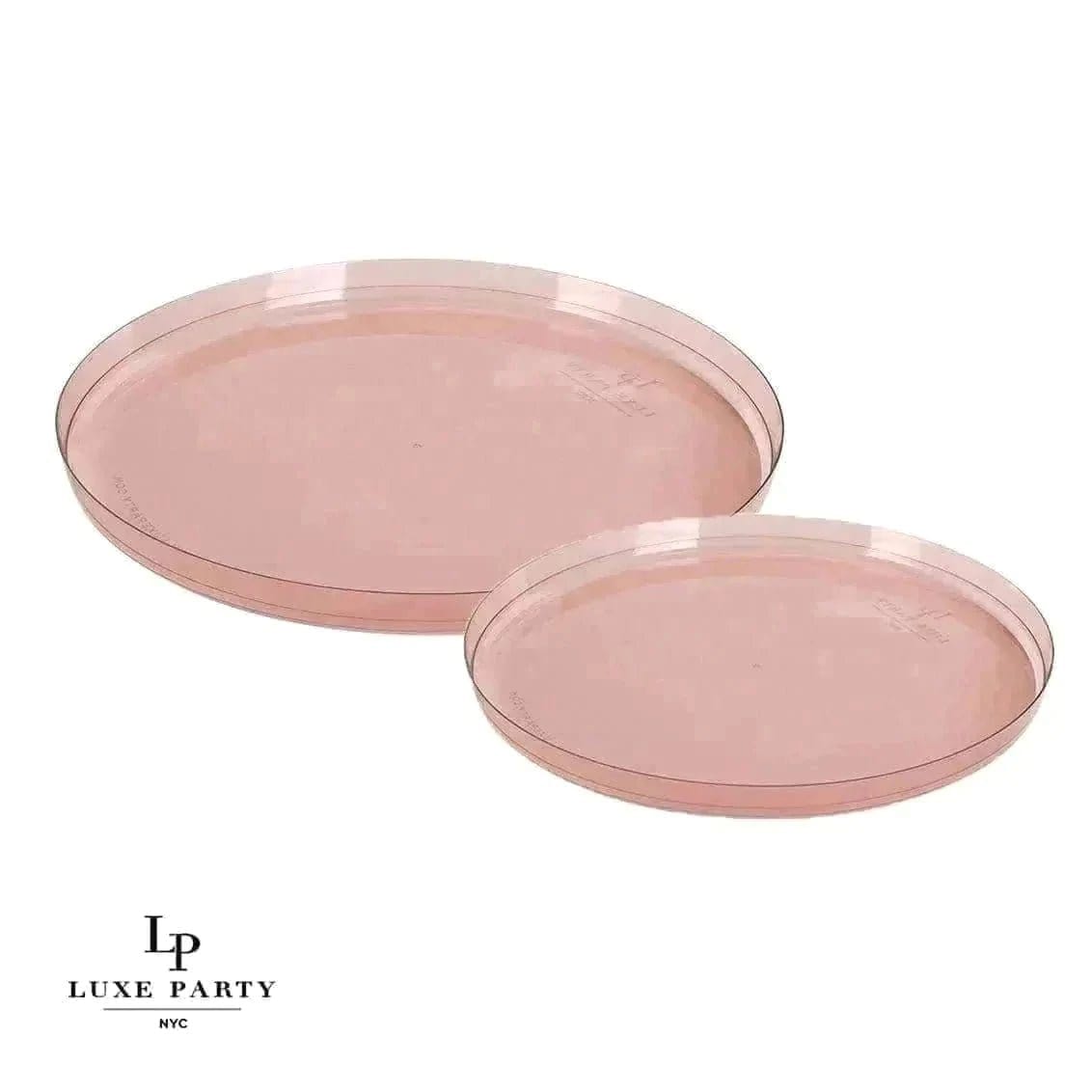 Round Transparent Rose Walled Plastic Plate | 10 Pack