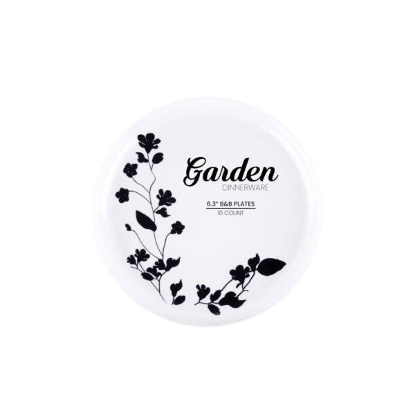 GARDEN EDGE WHITE BLACK PLATE 10 CT