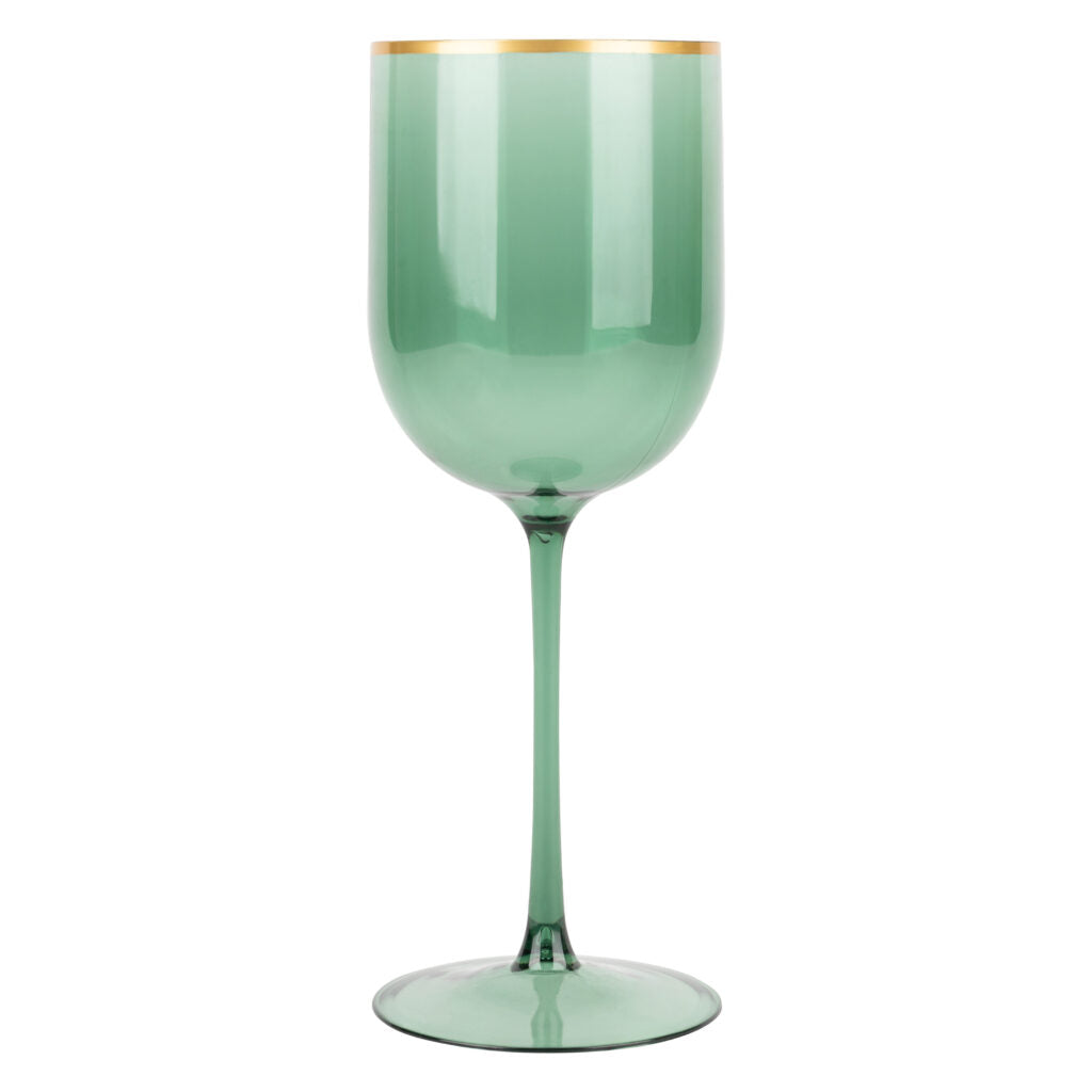 GREEN WINE GLASSES GOLD RIM 5 ct