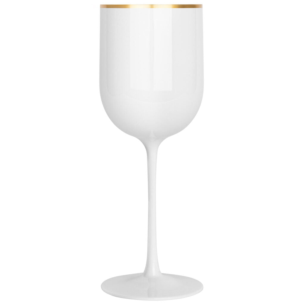 WINE GLASSES WHITE GOLD RIM 5 CT