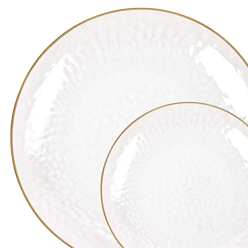 Clear Hammered Gold Rim Plate