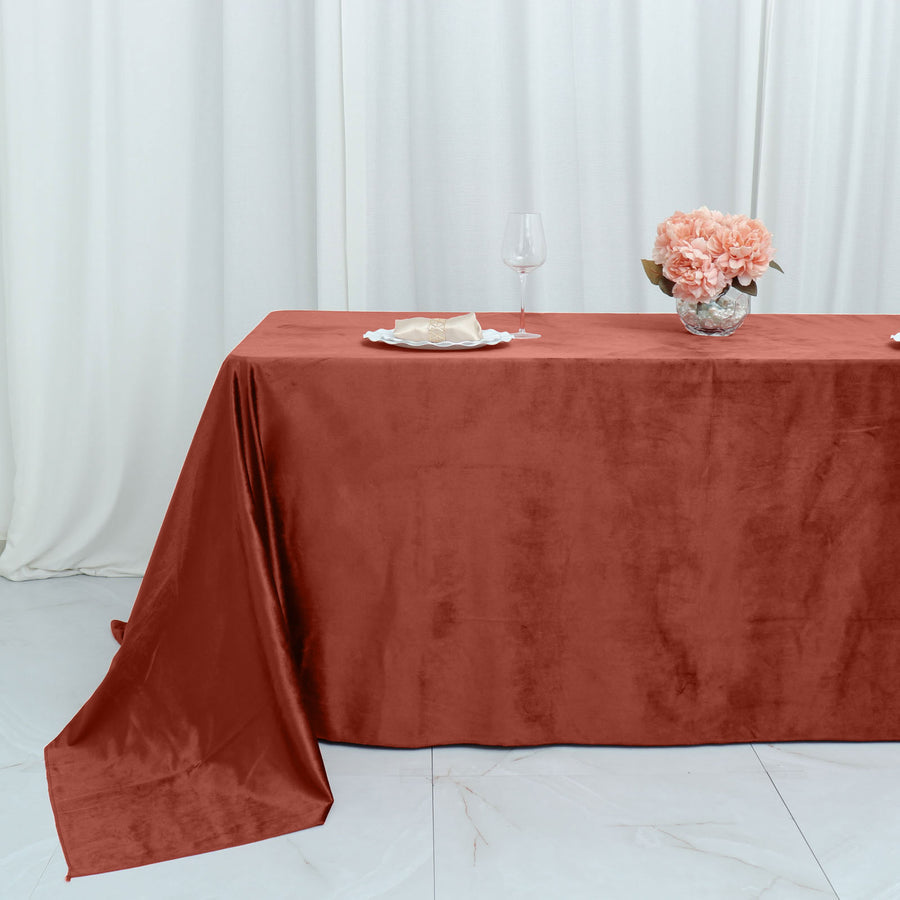 90x132 Terracotta Velvet tablecloth