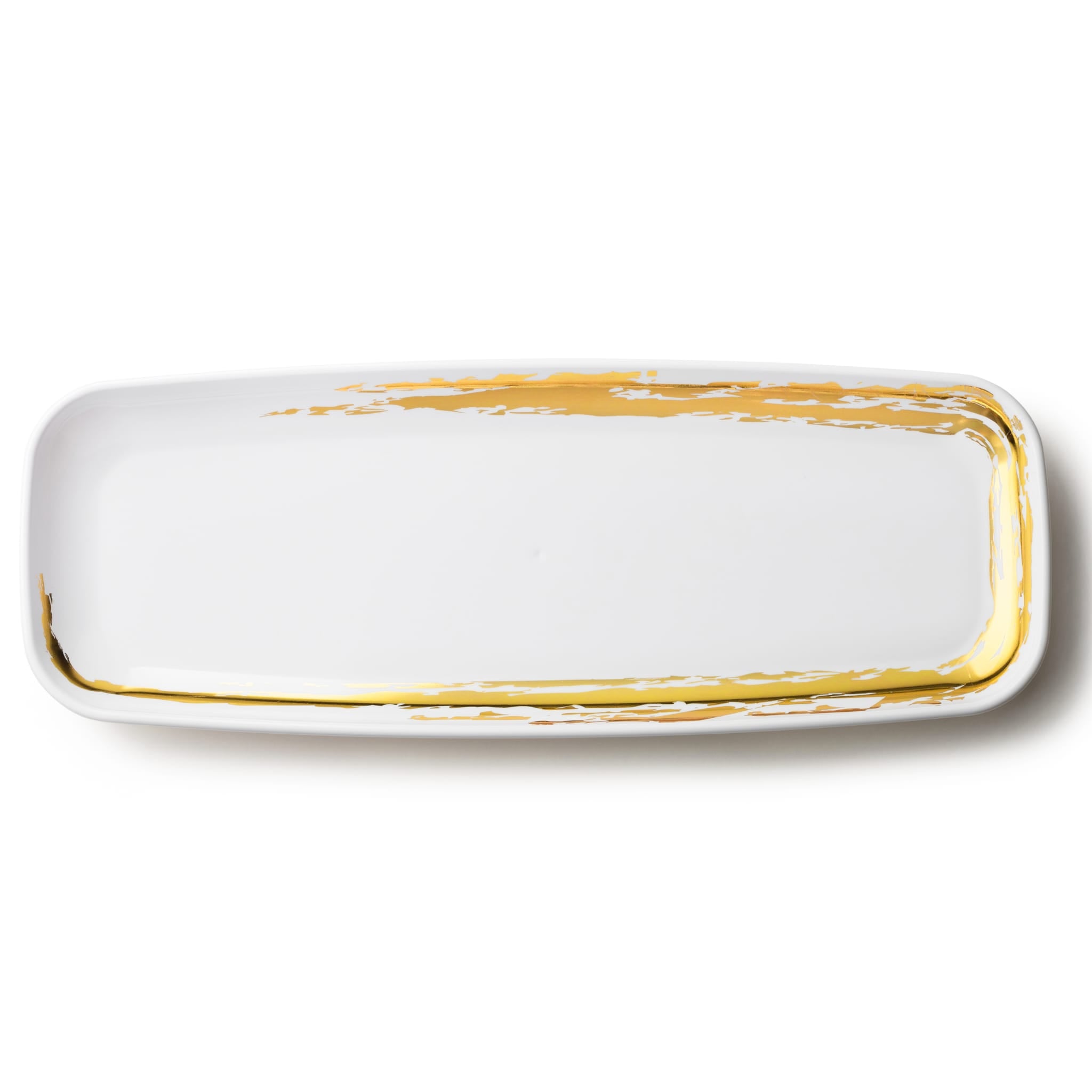 WHITE & GOLD WHISK OVAL TRAY
